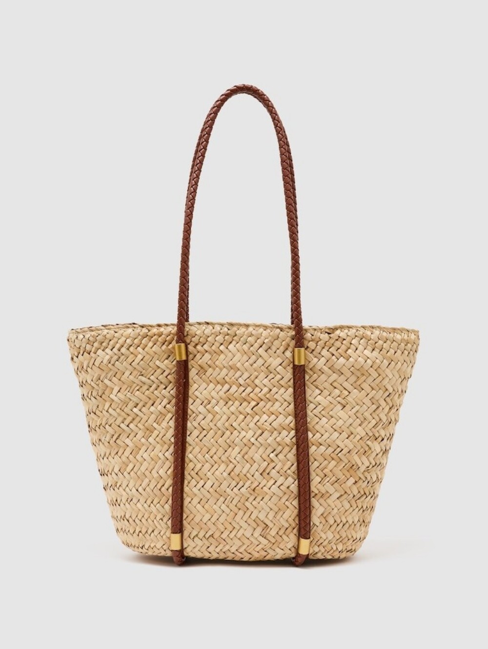Reiss Rubina Raffia-Effect Braided-Strap Tote Bag in Natural